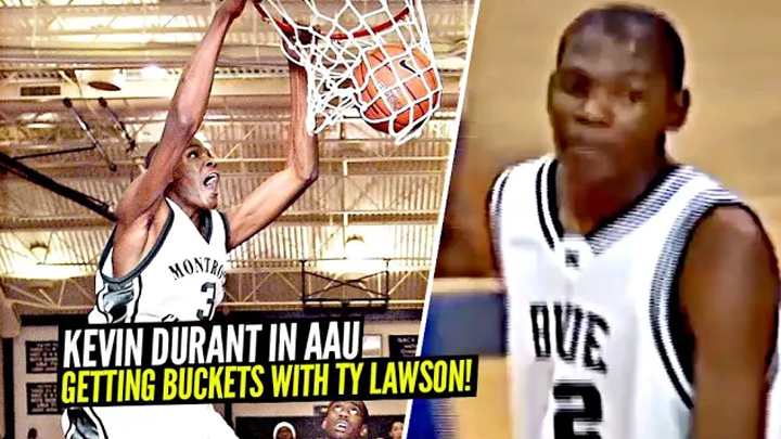 Kevin Durant In AAU Getting BUCKETS w/ Ty Lawson!! He Was a 7 Foot GUARD & Has Come a LONG WAY!