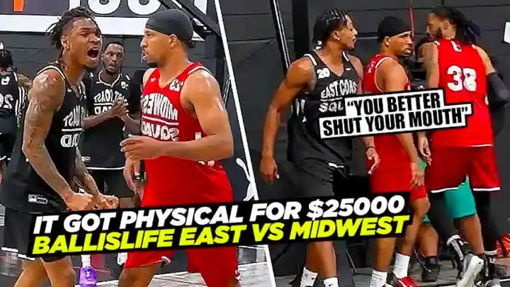 It Got PHYSICAL w/ $25,000 On The Line!! Ballislife East Coast vs Midwest Squad! EPIC 5v5 Game!