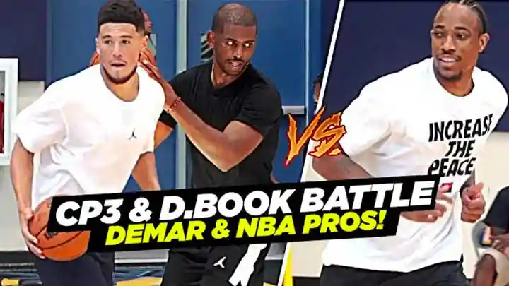 Chris Paul & Devin Booker GO AT IT vs DeMar DeRozan & NBA Pros at CP3 Elite Guard Camp!