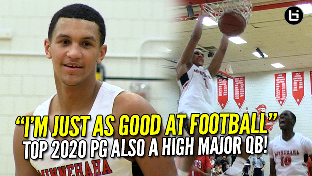 5-Star Guard or High Major College Quarterback? Freak Athlete! 2-Sport Star Jalen Suggs Minnehaha Academy Basketball Highlights and Interview!