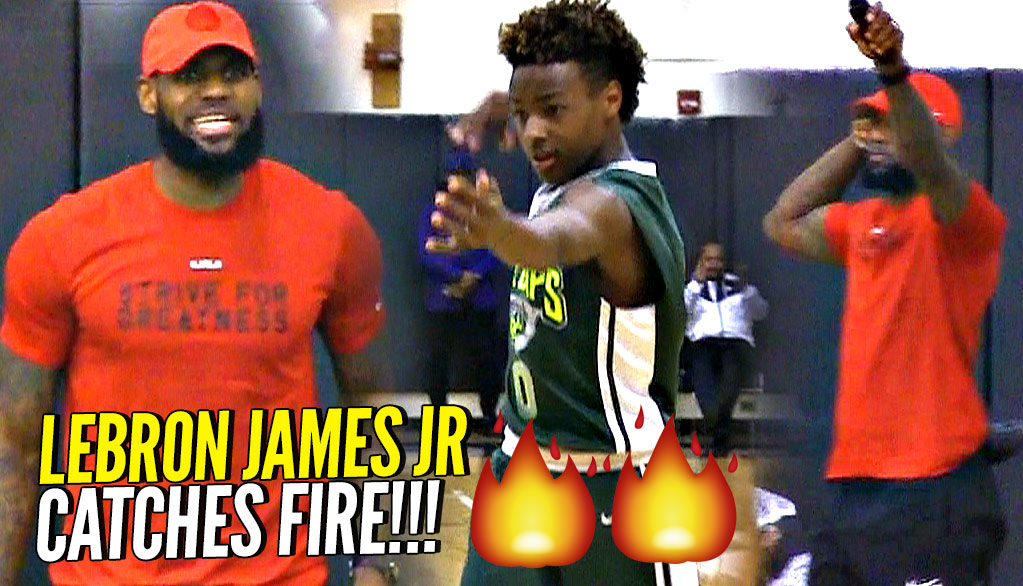 LeBron James Jr CATCHES FIRE w/ LeBron LOVING Every Second of It!! Proud Dad LeBron!