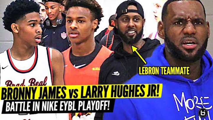 Bronny James vs Larry Hughes Jr. Was INTENSE! Sons of Former Teammates Meet in Nike Playoffs!