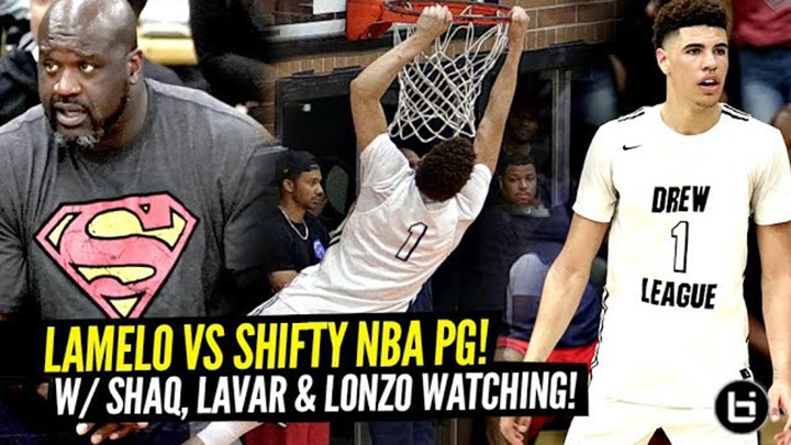 LaMelo Ball GOES AT SHIFTY Former NBA POINT GUARD at The Drew w/ Shaq & Lonzo Watching!!!