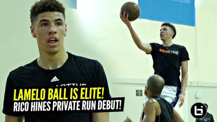 LaMelo Ball vs NBA Pros at Rico Hines Private Runs!! Melo Shows Off His ELITE Passing!!