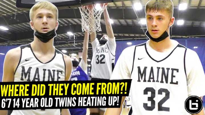 BASKETBALL TWINS! 6'7 8TH GRADERS FROM MAINE DESTROYING COMPETITION! ACE + COOPER FLAGG HIGHLIGHTS