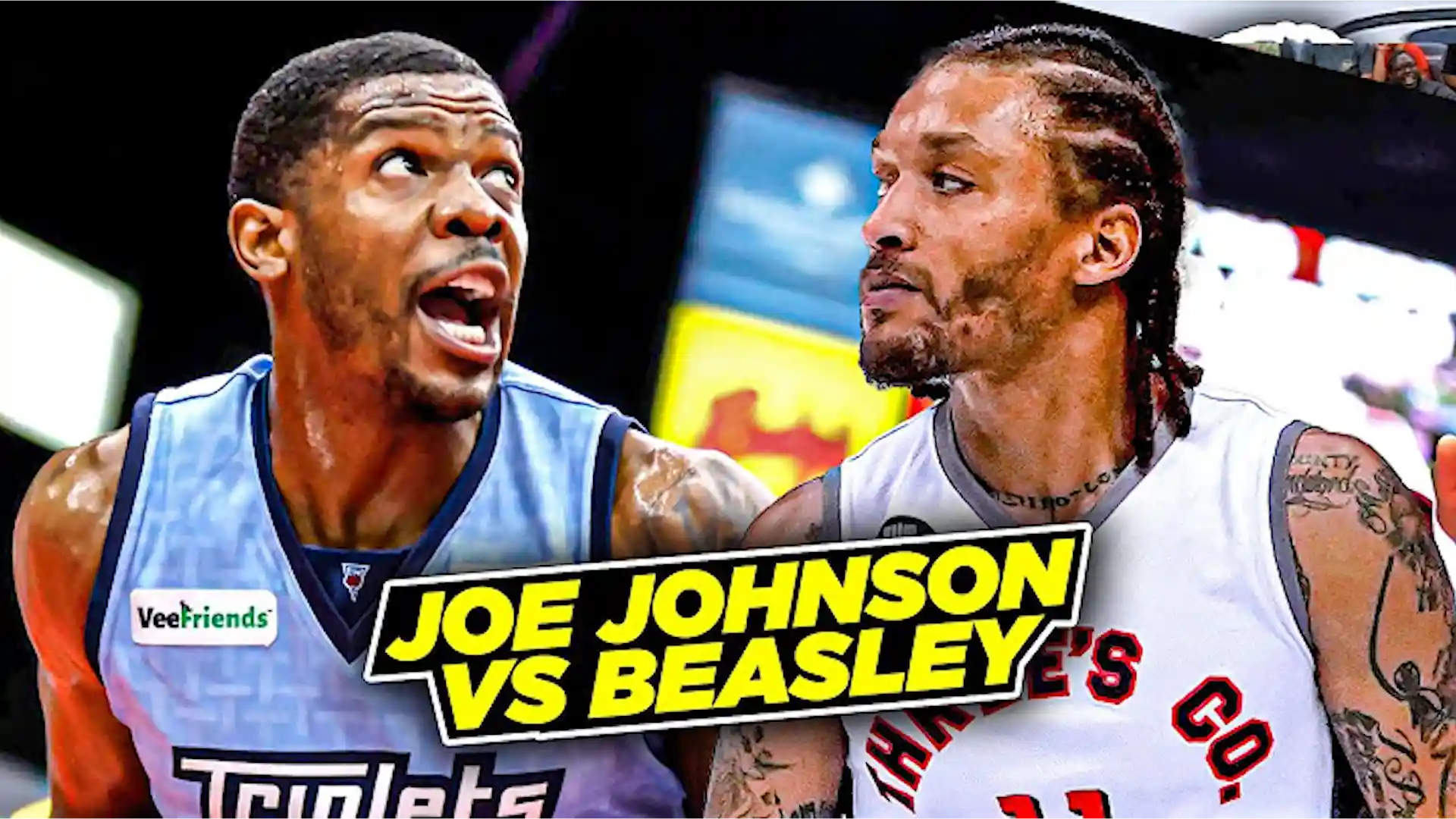 Michael Beasley vs Joe Johnson CRAZY Battle at The Big 3 | 3's Company vs Triplets