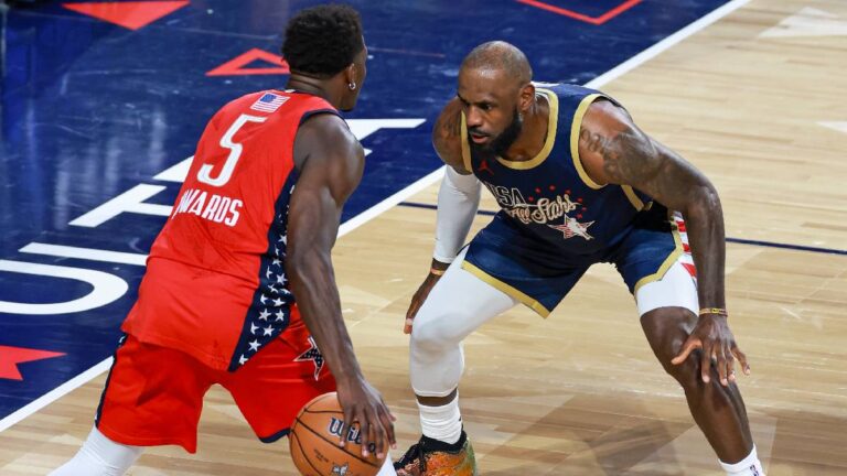 75th NBA All-Star Game Anthony Edwards, LeBron James