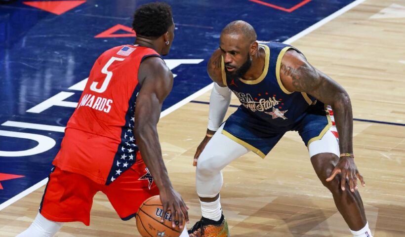 75th NBA All-Star Game Anthony Edwards, LeBron James