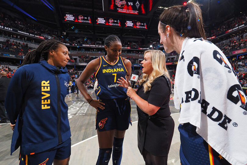 Caitlin Clark, Kelsey Mitchell and Aliyah Boston