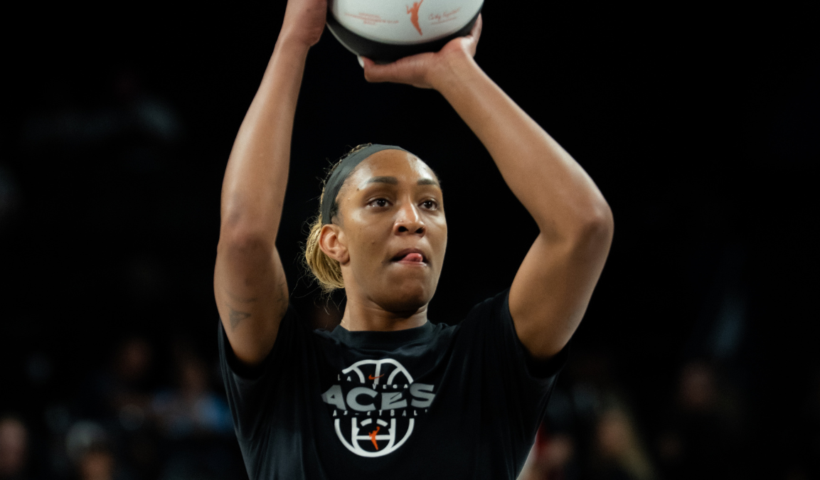A'ja Wilson warming up