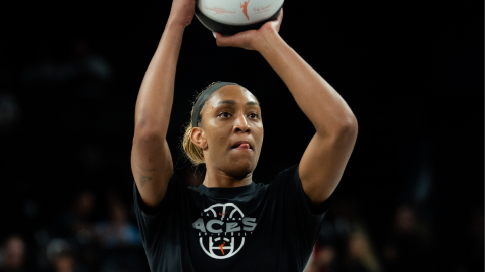 A'ja Wilson warming up