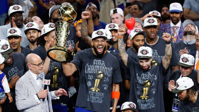2026 NBA Champions. New York Knicks vs. San Antonio Spurs.