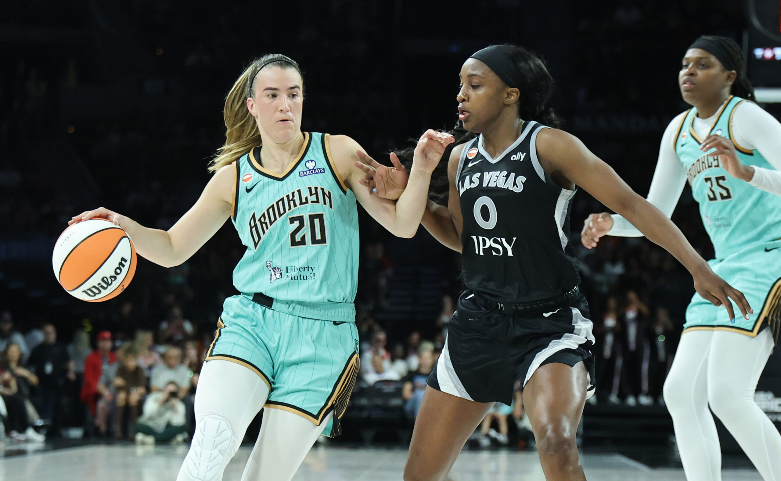  Sabrina Ionescu Jackie Young New York Liberty Las Vegas Aces