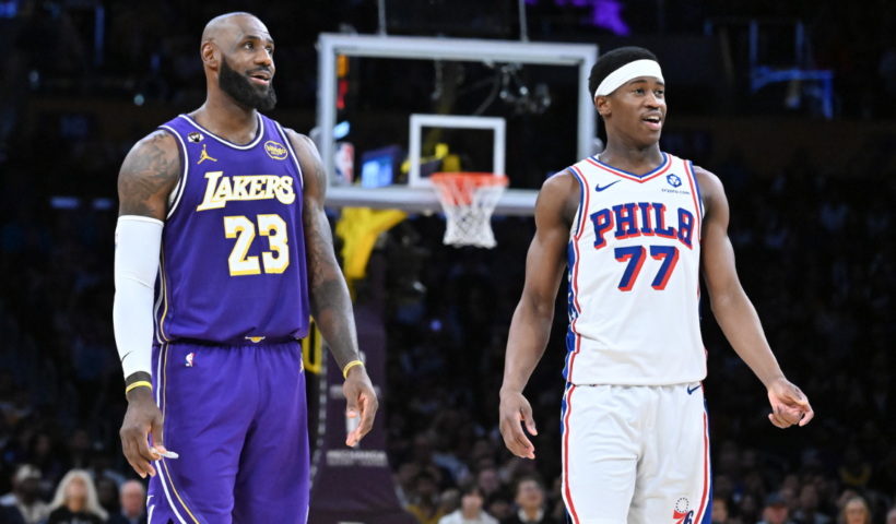 Lebron James VJ Edgecombe Philadelphia 76ers Los Angeles Lakers