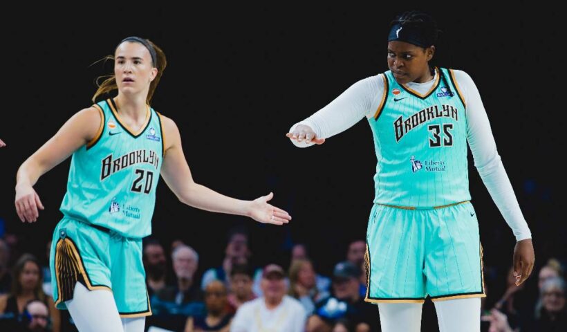 New York Liberty Sabrina Ionescu, Jonquel Jones 2026 WNBA Playoffs.