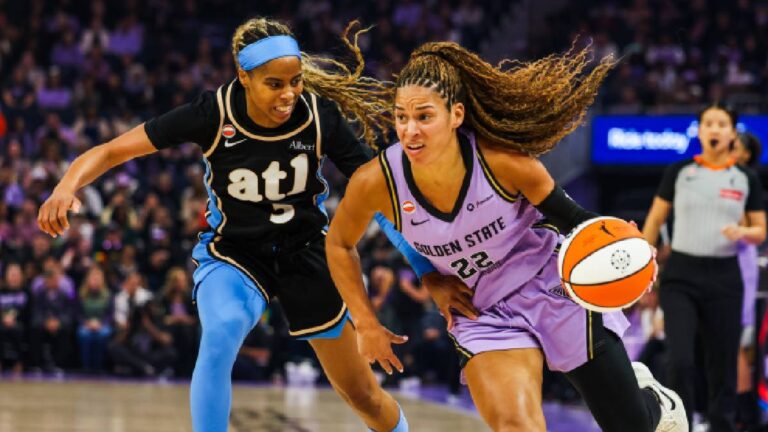 2026 WNBA Finals_ Dream vs. Valkyries, Jordin Canada and Veronica Burton.