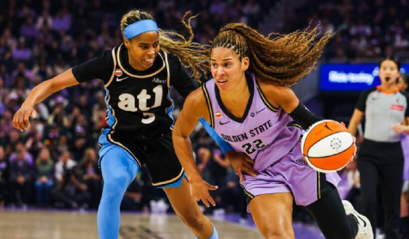 2026 WNBA Finals_ Dream vs. Valkyries, Jordin Canada and Veronica Burton.